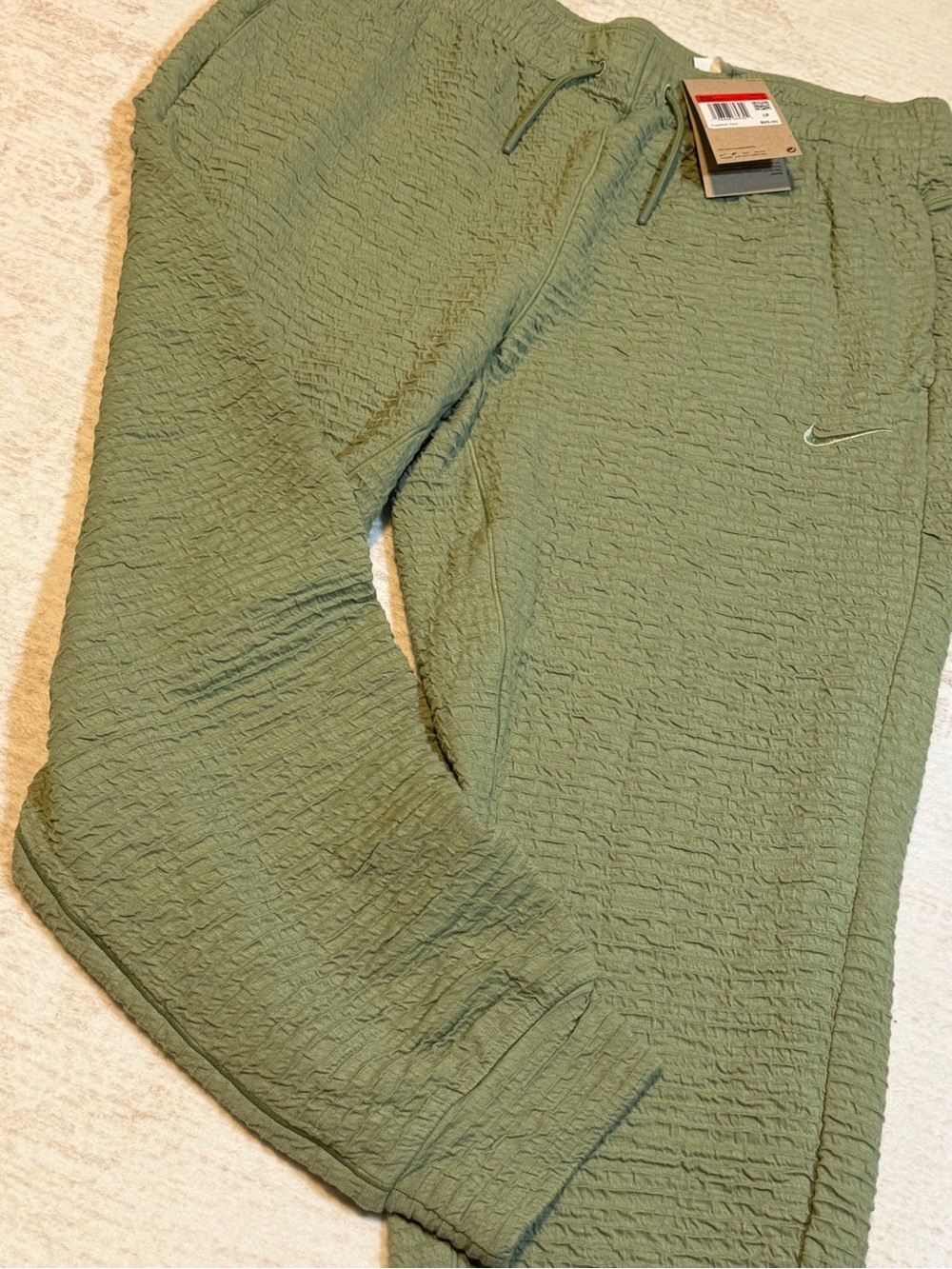 Nike Olive Green Quilted Joggers with Swoosh - Picture 2 of 9